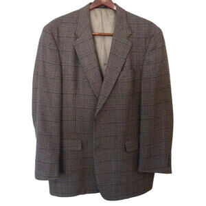 Hart Schaffner & Marx Mens Glen Plaid Check Sport Coat  Brown Blazer Jacket 43R